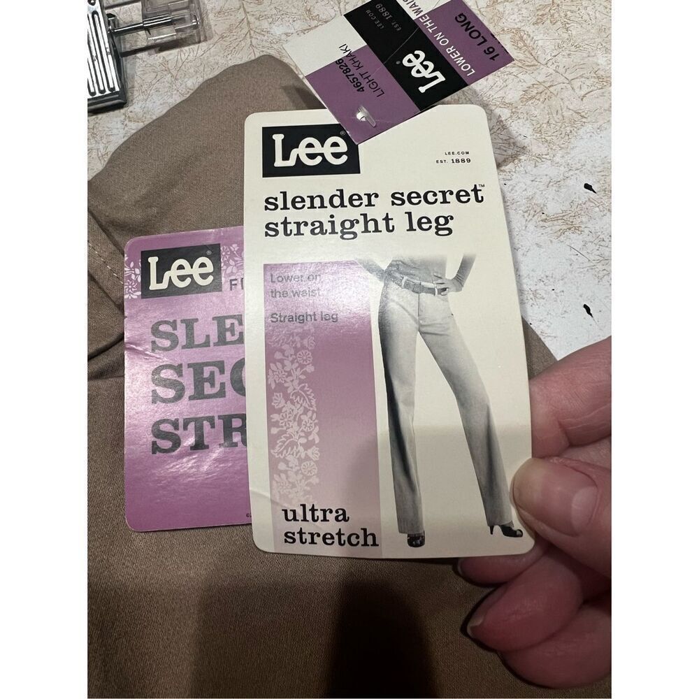 Lee Slender-Straight Leg-Stretch Khaki Pants Sz 16 LONG NWT - Picture 4 of 8